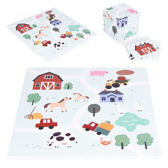 Grande tappeto in schiuma EVA per bambini Fattoria 90,5x90,5 cm 21 pezzi ECOTOYS