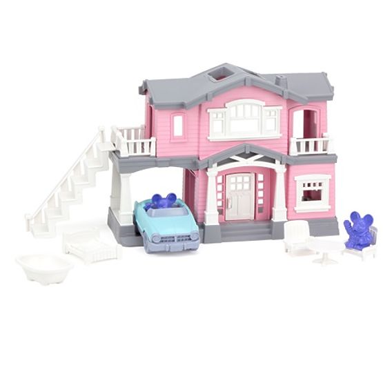 Green Toys Casa Rosa con 9 pezzi di accessori