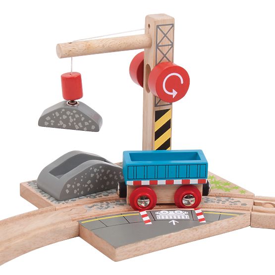 Gru su rotaia Bigjigs con ghiaia