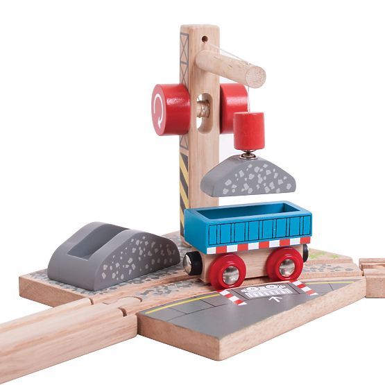 Gru su rotaia Bigjigs con ghiaia