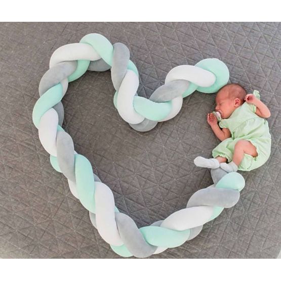 Guardrail intrecciato 240 cm - menta con grigio