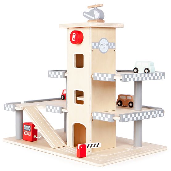 Il garage di tre piani di Alex con ascensore, auto ed elicottero