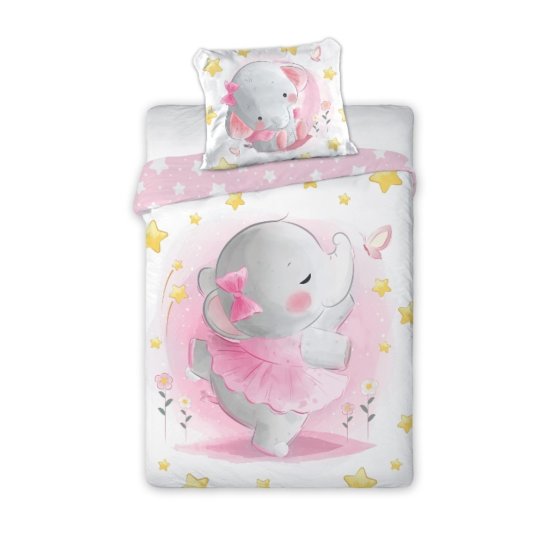 Biancheria da letto per bambini 135x100 + 60x40 cm Elefante rosa
