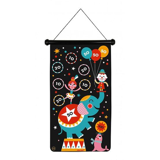 Janod Bersaglio magnetico bifacciale Circus - 6 freccette