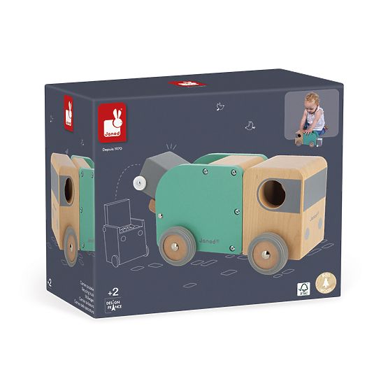 Janod Bolid camion della spazzatura in legno