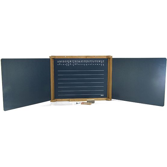 Jeujura Lavagna multifunzionale in legno a tre ante 156x43 cm con accessori
