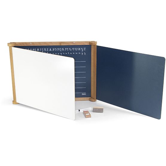 Jeujura Lavagna multifunzionale in legno a tre ante 156x43 cm con accessori