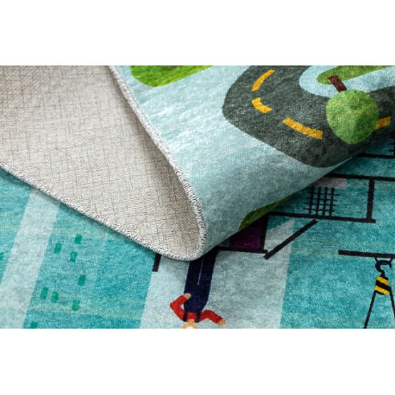 JUNIOR 52105.801 tappetino lavabile Cantiere, strade per bambini antiscivolo - blu
