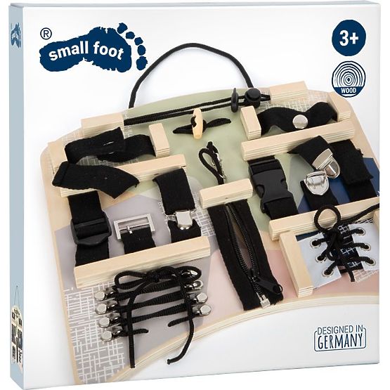 Lavagna educativa con fibbie, clip e lacci