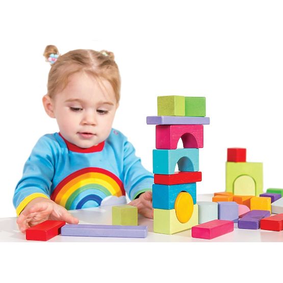 Le Toy Van Petilou Carrello con Blocchi Arcobaleno