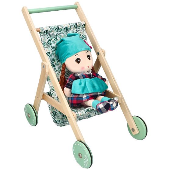 Leggero passeggino in legno per bambole