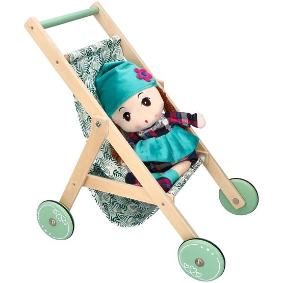 Leggero passeggino in legno per bambole