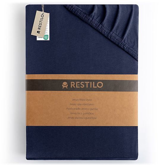 Lenzuolo AMBER colore blu navy stile classico materiale jersey 220-240x220 DecoKing