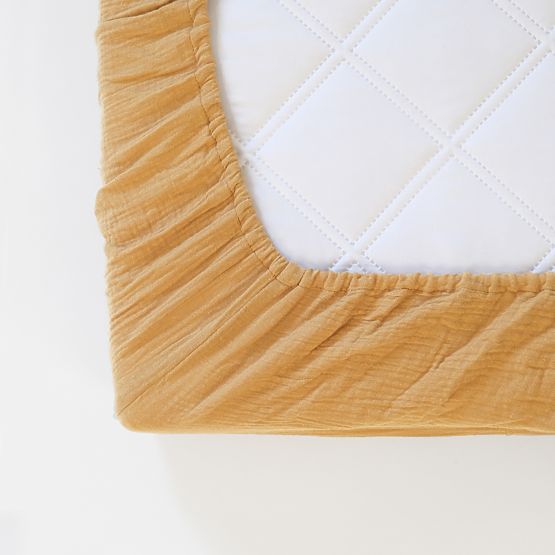 Lenzuolo in mussola Ourbaby 160x80 cm - color senape