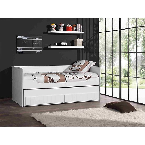 Letto per bambini con letto estraibile e cassetti Robin - bianco