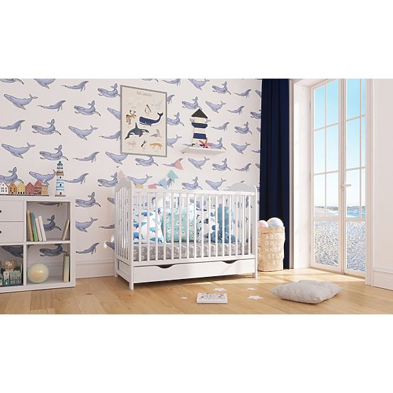Lettino per bambini Alek con sbarre rimovibili - bianco