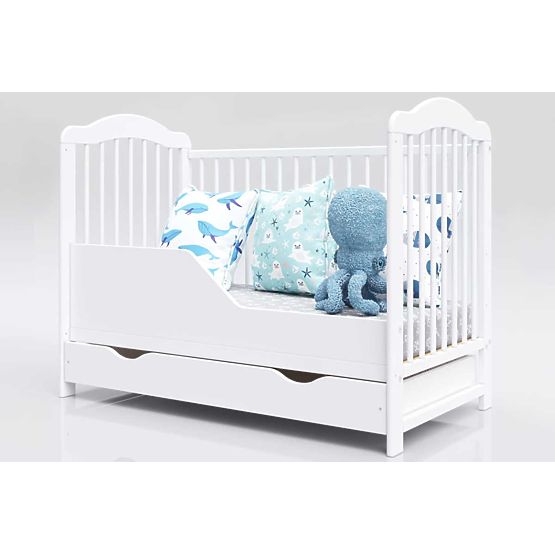 Lettino per bambini Alek con sbarre rimovibili - bianco