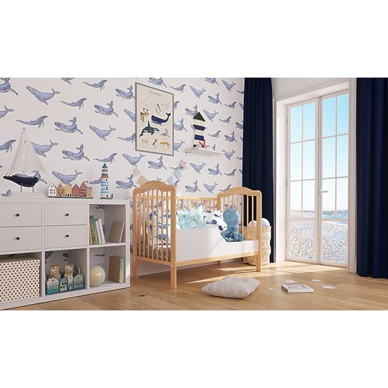 Lettino per bambini Alek con sbarre rimovibili - naturale