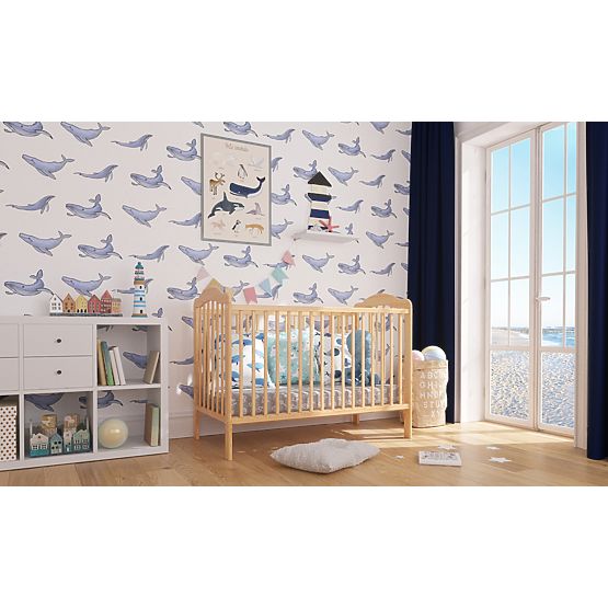 Lettino per bambini Alek con sbarre rimovibili - naturale