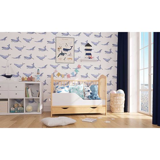 Lettino per bambini Alek con sbarre rimovibili - naturale