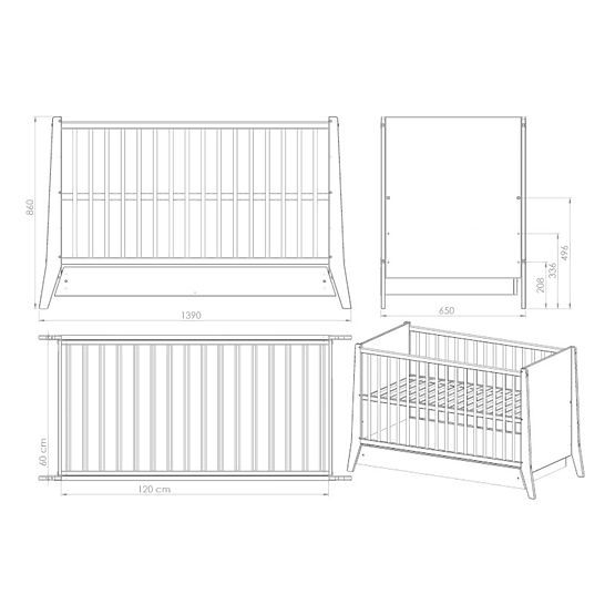 Lettino per bambini Cosmo 120x60 - bianco