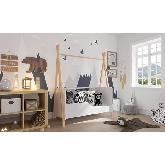 Lettino bimbo Teepee 140x70 cm (L) - bianco / naturale