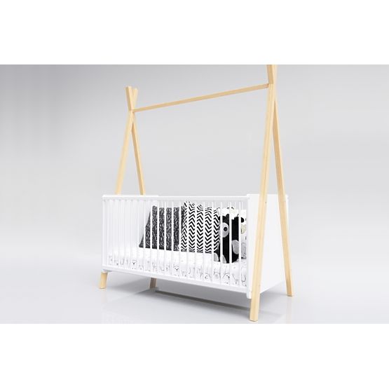 Lettino bimbo Teepee 140x70 cm (L) - bianco / naturale