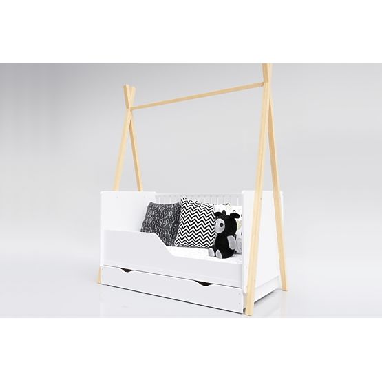 Lettino bimbo Teepee 140x70 cm (L) - bianco / naturale