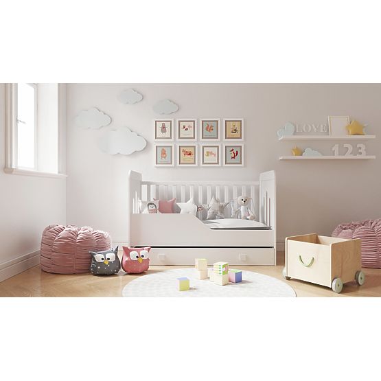 Lettino bimbo Zuza 140x70 cm con sponda imbottito