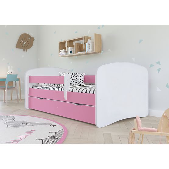 Letto per bambini con barriera Ourbaby - rosa e bianco