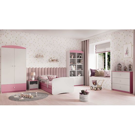 Letto per bambini con barriera Ourbaby - rosa e bianco