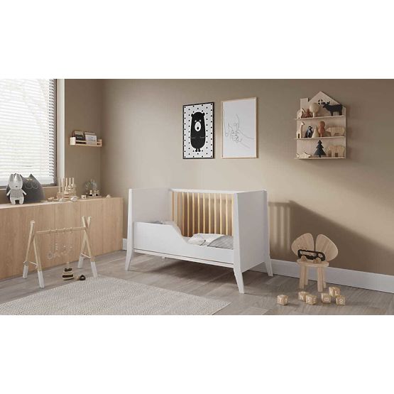 Lettino per bambini Cosmo Scandi 120x60 bianco-naturale