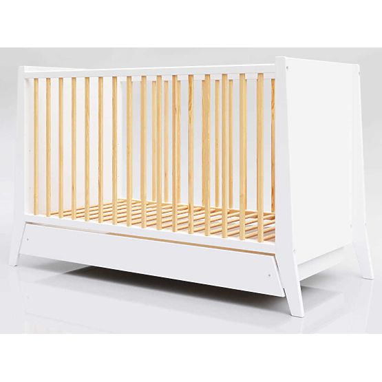 Lettino per bambini Cosmo Scandi 120x60 bianco-naturale