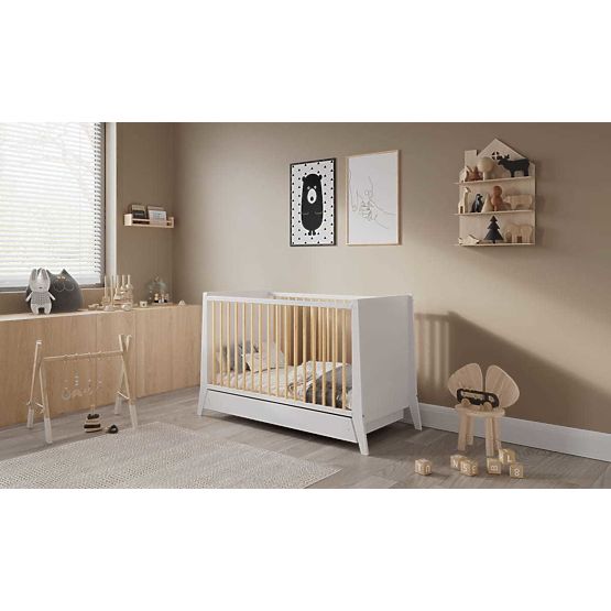 Lettino per bambini Cosmo Scandi 120x60 bianco-naturale