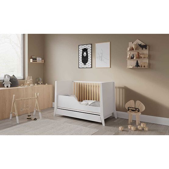 Lettino per bambini Cosmo Scandi 120x60 bianco-naturale