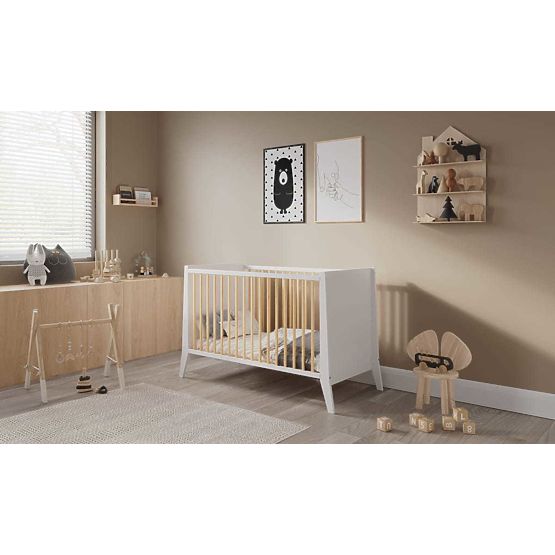 Lettino per bambini Cosmo Scandi 120x60 bianco-naturale