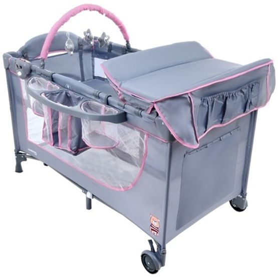 Lettino da viaggio Comfort Plus - grigio-rosa