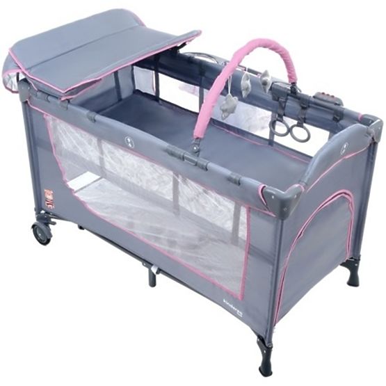 Lettino da viaggio Comfort Plus - grigio-rosa