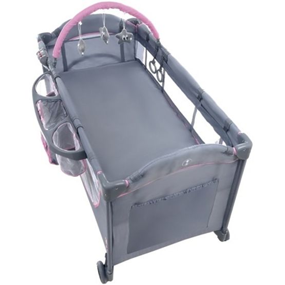 Lettino da viaggio Comfort Plus - grigio-rosa