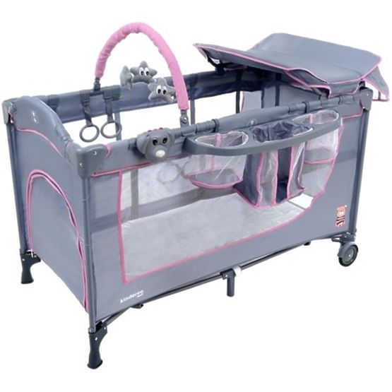 Lettino da viaggio Comfort Plus - grigio-rosa