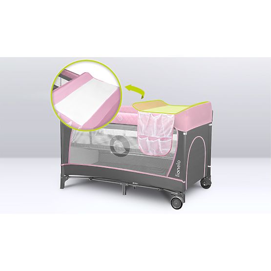 Lettino da viaggio con fasciatoio - rosa