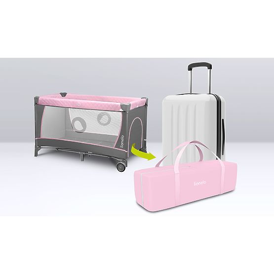 Lettino da viaggio con fasciatoio - rosa