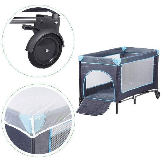 Lettino da viaggio con materasso - blu navy