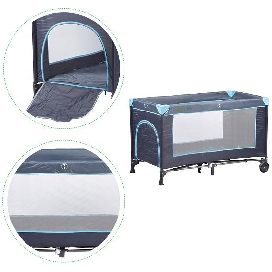 Lettino da viaggio con materasso - blu navy