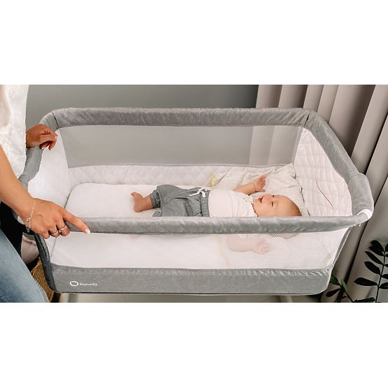 Lettino da viaggio per letto dei genitori Theo - grigio chiaro