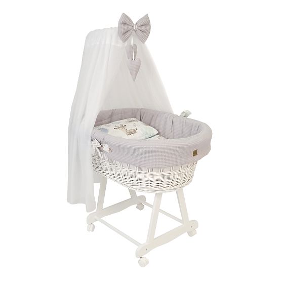 Culla bianca in vimini con accessori per neonati - Riccio