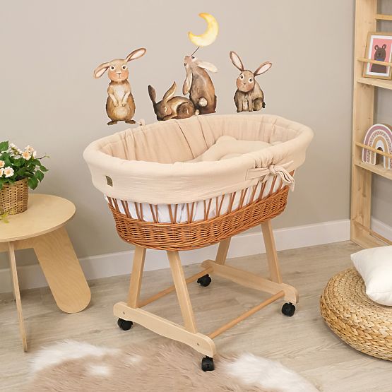Culla in vimini con accessori per neonati - beige