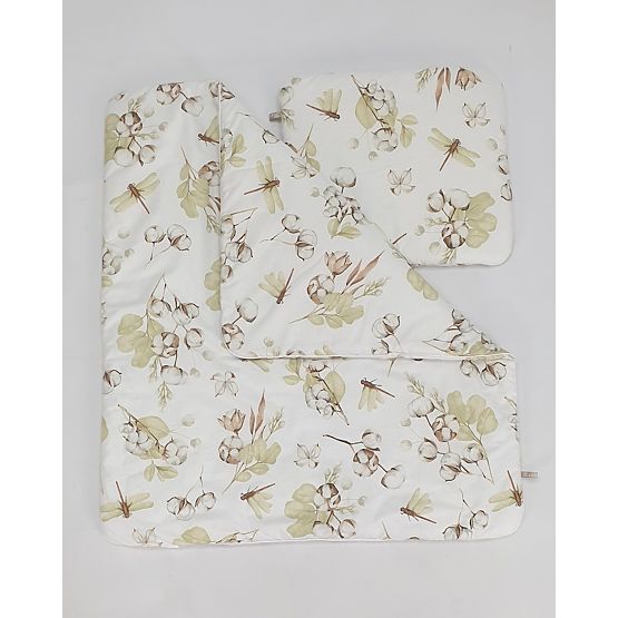 Culla in vimini con set per neonato - Fiori di cotone