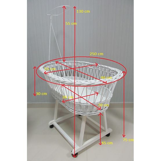 Culla in vimini con accessori per neonati - grigia