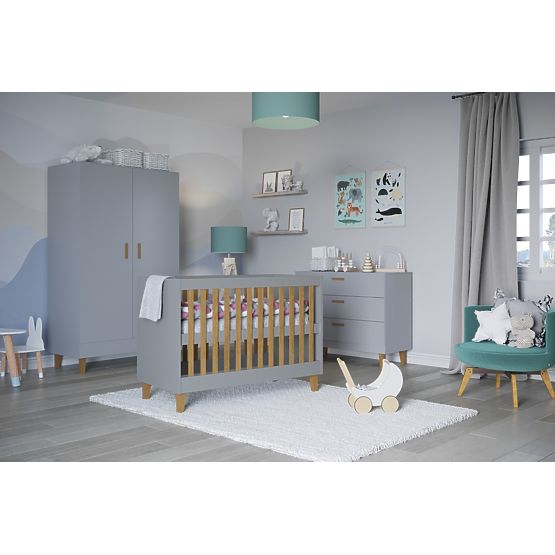 Lettino per bambini KUBI 120 x 60 cm - grigio